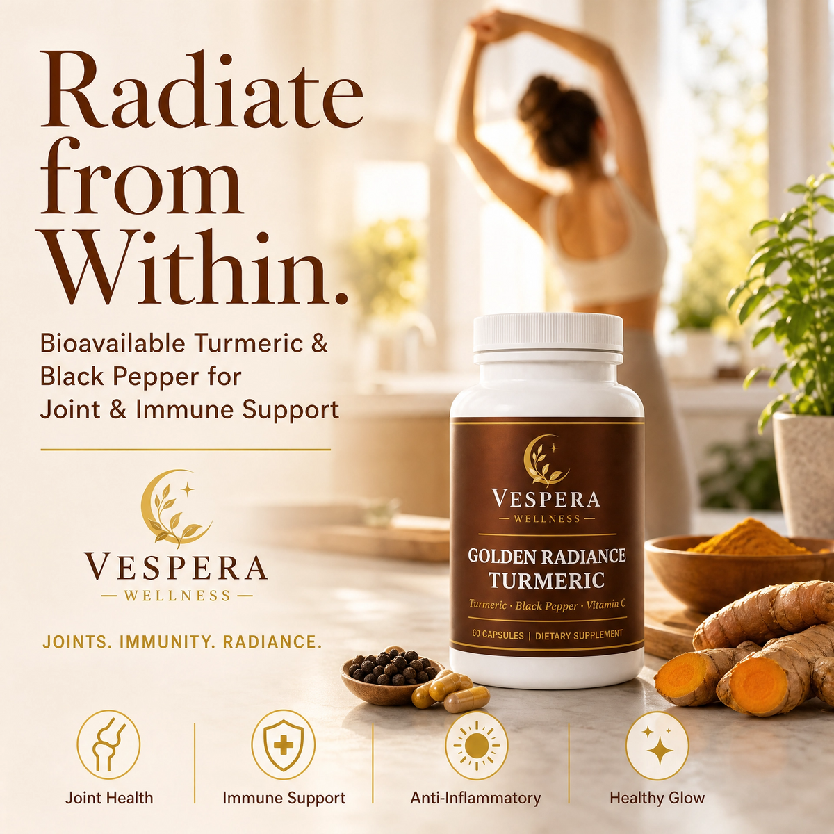 Vespera Turmeric &amp; Black Pepper Complex - 60 Capsules